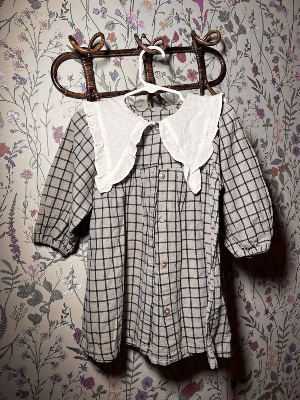Girls Plaid Dress with White Peter Pan Collar